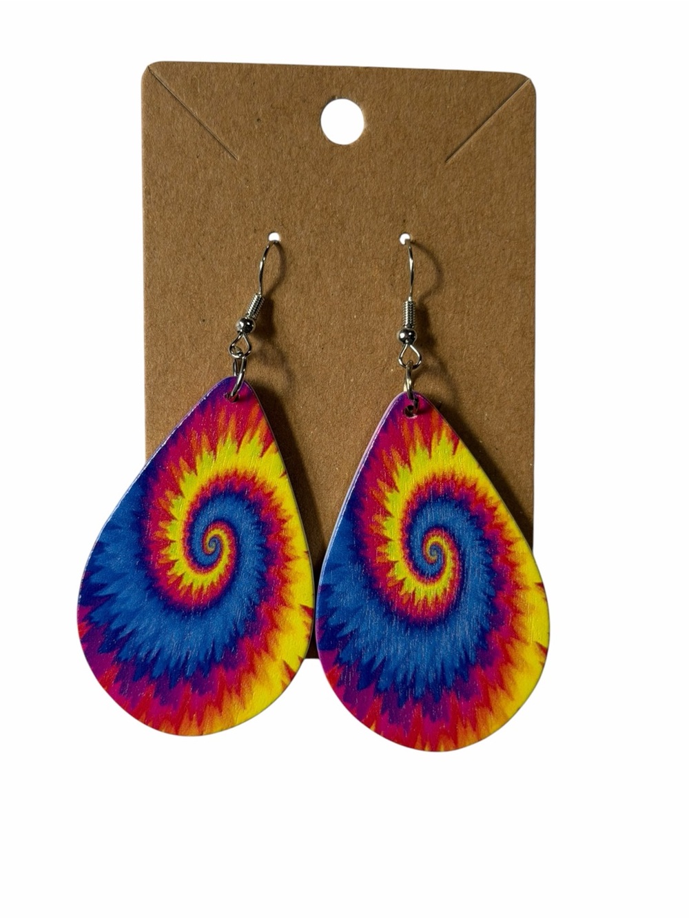 Tie-Dye Spiral Teardrop Earrings - Multicolor